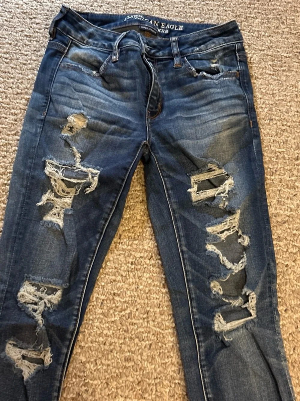 American Eagle Outfitters Women’s Ripped Skinny Jeans - Dark Blue
